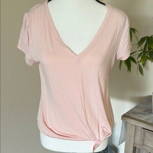White House Black Market Relaxed Pink Tie Front Tee